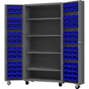 Heavy-Duty Bin Storage Cabinet - 48 x 24 x 78, 168 Clear Bins