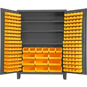 Global Industrial™ Security Work Center & Storage Cabinet - Shelves, 4  Drawers, Yellow/Red Bins