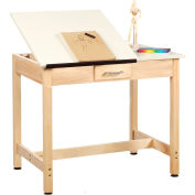 Drafting Table 36"L x 24"W x 30"H - 2 Piece Top - Small Drawer
