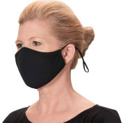 Reusable & Adjustable Face Mask, 2-Ply Cotton, L/XL, Black, 2 Bags Per Pack