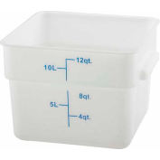 Winco PESC-12 Square Storage Container, 12 Qt, White, Polycarbonate - Pkg Qty 12