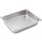Winco SPH2 Half-Size Steam Table Pan, 10-3/8", 12-3/4"W, 2-1/2"H, Stainless Steel, Standard Weight - Pkg Qty 12