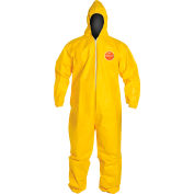 DuPont Tychem 2000 Coverall,Hood,Elastic Wrist/Ankle,Stormflap,Serged Seam,Yellow,2X, 12/Qty