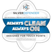 Silver Defender Decal For Antimicrobial Film Or Tape, 4"H x 4"W Clear