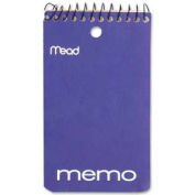 Mead® Coil Memo Notebook, 3" x 5", College Ruled, Top Wirebound, White, 60 Sheets/Pad