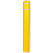 Post Guard® Bollard Cover CL1386NN, 7"Dia. X 72"H, Yellow W/White Tape