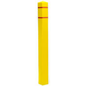 Post Guard® Bollard Cover SQN655YR, 6.5"Dia. X 55"H, Yellow W/Red Tape, Square