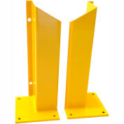 Overhead Door Track Guard, 10" x 10" Base, 24"H, Yellow Powder Coat, Set of 2