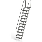EGA Steel All Welded Access Stairway 12-Step, 24" Wide Perforated, Gray, 300 lb. Cap. - H009