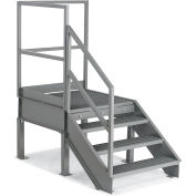 EGA Steel Platform w/ Stairway 4-Step, 28" H, 36" Wide Grip Strut, Gray, 500 lb. Cap. - SPL28-RSX