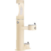 Elkay ezH20 Outdoor Bottle Filler w/ Drinking Fountain & Pet Station, Freeze Resistant, Beige