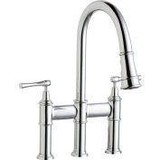 Elkay LKEC2037CR, Explore Pull-Down Bridge Kitchen Faucet, Chrome, Double Lever Handle