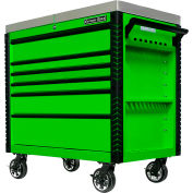 Extreme Tools EX4106TCSGNBK 41"Wx25-3/4"Dx43-7/8"H 6 Drawer Green Sliding Top Tool Cart Black Pulls