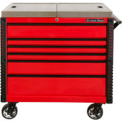 Extreme Tools EX4106TCSRDBK 41"W x 25-3/4"D x 43-7/8"H 6 Drawer Red Sliding Top Tool Cart