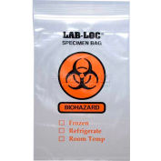 Reclosable 3-Wall Specimen Transfer Bag (Biohazard), 6" x 9", Clear, Pkg Qty 1000