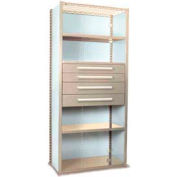 Equipto Vg Closed Shelf Starter Unit - 36" W X 18"D X 84" H W/ 5 Shelves & 4 Drawers Textured Putty