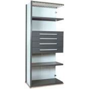 Equipto Vg Closed Shelf Starter Unit 36" W X 24" D X 84" H W/ 5 Shelves & 4 Drawers, Office Gray