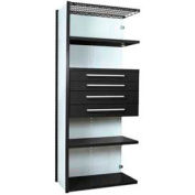 Equipto Vg Closed Shelf Add On Unit 36" W X 24" D X 84" H W/ 5 Shelves & 4 Drawers, Textured Black