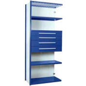 Equipto Vg Closed Shelf Starter Unit 36" W X 24" D X 84" H W/ 5 Shelves & 4 Drawers, Regal Blue