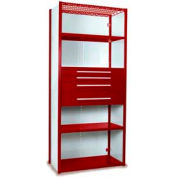 Equipto Vg Closed Shelf Starter Unit 36" W X 24" D X 84" H W/ 5 Shelves, 4 Drawers , Cherry Red