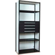 Equipto Vg Closed Shelf Starter Unit - 48" Wx 24" D X 84" H W/ 5 Shelves & 4 Drawers (4) 45", Black