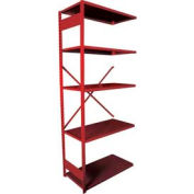 Equipto Vg Open Shelf Add On Unit - 36" W X 12" D X 84" H W/ 5 Shelves, Textured Cherry Red