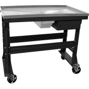 Equipto Teardown Bench, Drawer/Fluid Container, Stainless Steel Top, 60"W x 30"D, Black