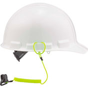 Ergodyne® Squids® 3158 Coil Hard Hat Lanyard with Clamp, Lime, 13" - Pkg Qty 6