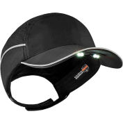 Ergodyne Skullerz® 8965 Lightweight Bump Cap, LED Lighting, Long Brim, Black