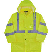 Ergodyne® 8366 Glowear® Type R Class 3 Lightweight Hi-Vis Rain Jacket, Lime, M