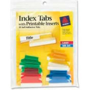 Avery® Self-Adhesive Index Tabs with Printable Inserts, 1" Width, Assorted, 25 Tabs/Pack