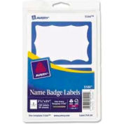 Avery® Name Badge Labels, 2-11/32" x 3-3/8", Blue Border, 100 Labels/Pack