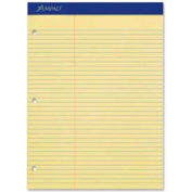 Esselte® Perforated Pad, 8-1/2" x 11-3/4", College Ruled, 3-Hole Punched, Canary, 100 Sheet/Pad