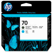 HP® 70 Printhead C9404A, Matte Black and Cyan