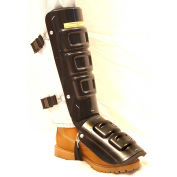 Ellwood Safety Shin-Instep Guards, Elastic Straps, Polyethylene Plastic, Black, 12"L x 5"W, 1 Pair