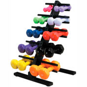 CanDo® Vinyl-Coated Cast Iron Dumbbell Set with Floor Rack, 10 Piece Set