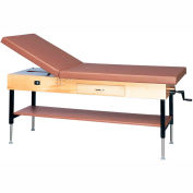 Manual Hi-Low Upholstered Treatment Table with Shelf and Drawer, 78"L x 30"W x 25" - 33"H