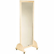Plate Glass Mirror with Mobile Caster Base, Vertical, 28&quot;W x 75&quot;H