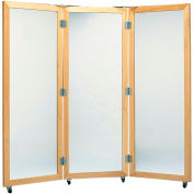 Plate Glass Mirror with Mobile Caster Base, 3-Panel, 28&quot;W x 75&quot;H Panels