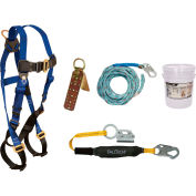 FallTech® 8593A Roofer's Kit with 7015 Harness, 3' Shock Absorbing Lanyard & Roof Anchor