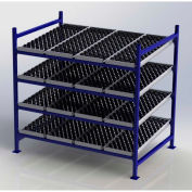 UNEX FC99SW72484-S Flow Cell Heavy Duty Gravity Rack w/ wheelbed Starter,4 Level, 72"W x 48"D x 72"H