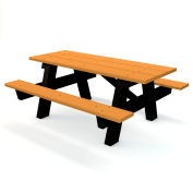 Global Industrial™ 6 ft. Recycled Plastic A-Frame Rectangular Picnic Table - Cedar