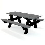 Global Industrial™ 6 ft. Recycled Plastic A-Frame Rectangular Picnic Table - Gray