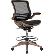 Flash Furniture Mesh Back Drafting Stool - Mid Back - Melrose Gold Frame - Flip-Up Arms