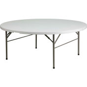 Flash Furniture 6' Round Fold-In-Half Plastic Table - Granite White