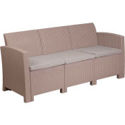 Flash Furniture All-Weather Faux Rattan Sofa - Light Gray with Light Gray Cushions