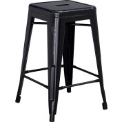 Flash Furniture 24'' Backless Counter-Height Stool - Metal - Square - Distressed Black