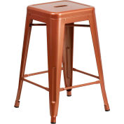 Flash Furniture 24"H Backless Counter-Height Stool - Metal - Square - Copper