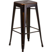 Flash Furniture 30"H Backless Barstool - Metal - Square - Distressed Copper