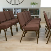 Flash Furniture 21''W Stacking Church Chair - Fabric - Brown - Hercules Series